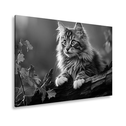 Leinwandbild Herbstlaub tanzt – und eine Katze wacht über den Wald - deyoli