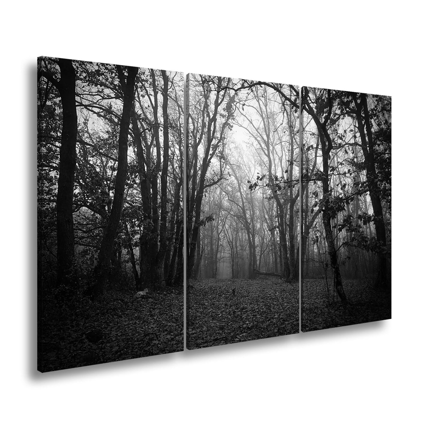 Leinwandbild Herbstwald XXL – Mystisch im roten Nebelschleier gehüllt - deyoli