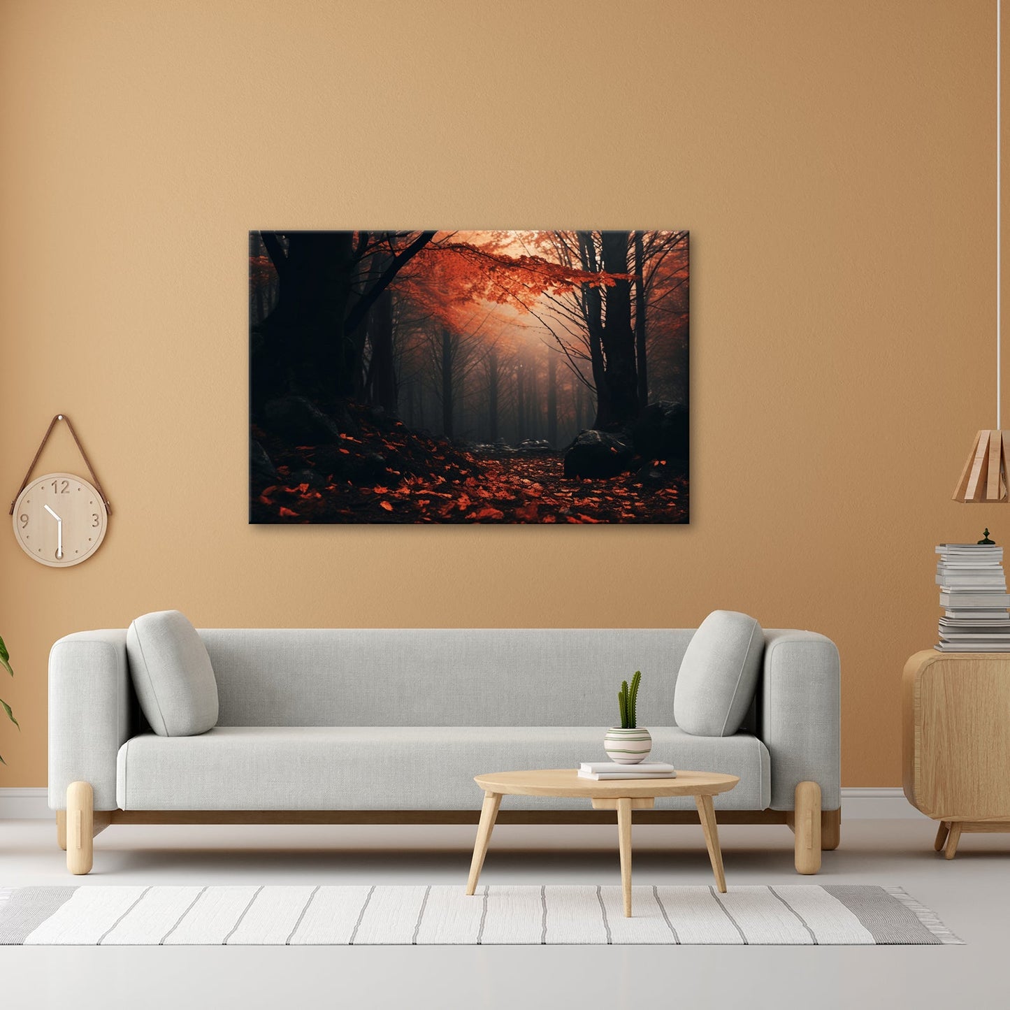 Leinwandbild Herbstwald XXL – Nebel & Leuchtendes Laub Naturmotiv - deyoli