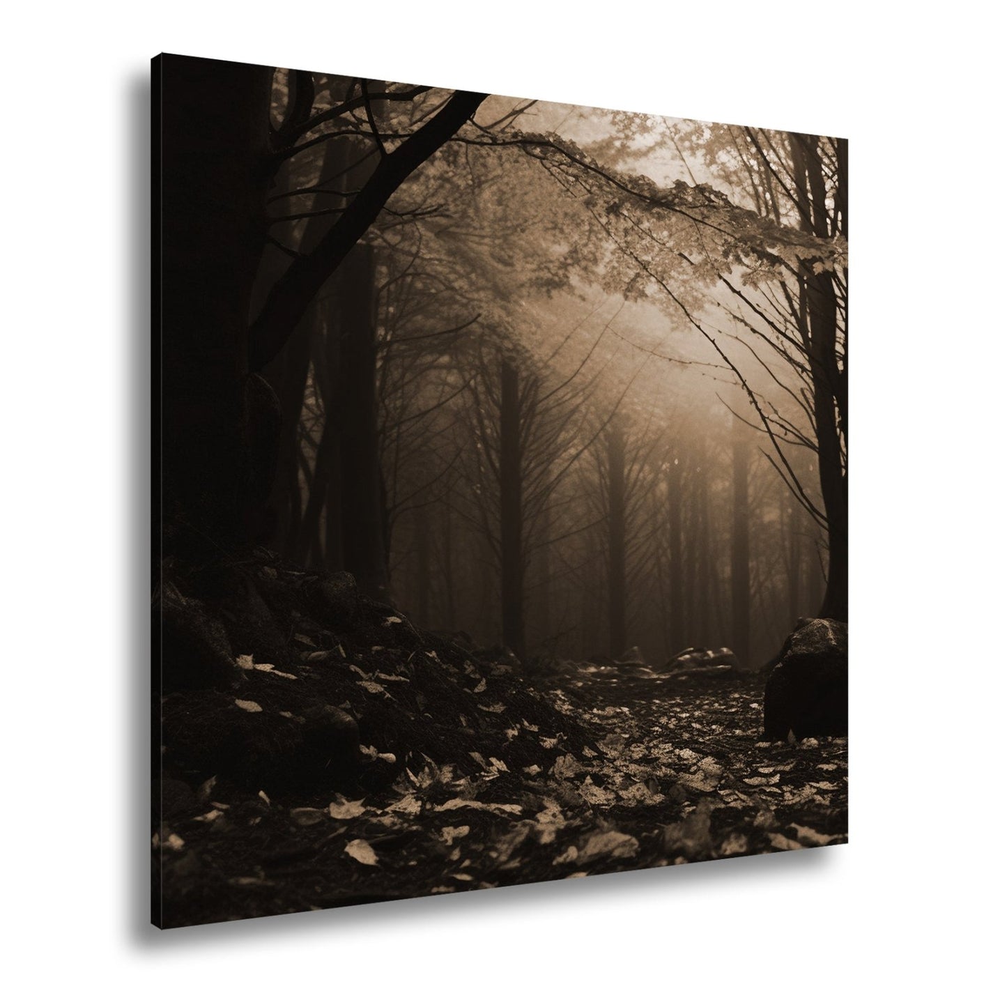Leinwandbild Herbstwald XXL – Nebel & Leuchtendes Laub Naturmotiv - deyoli