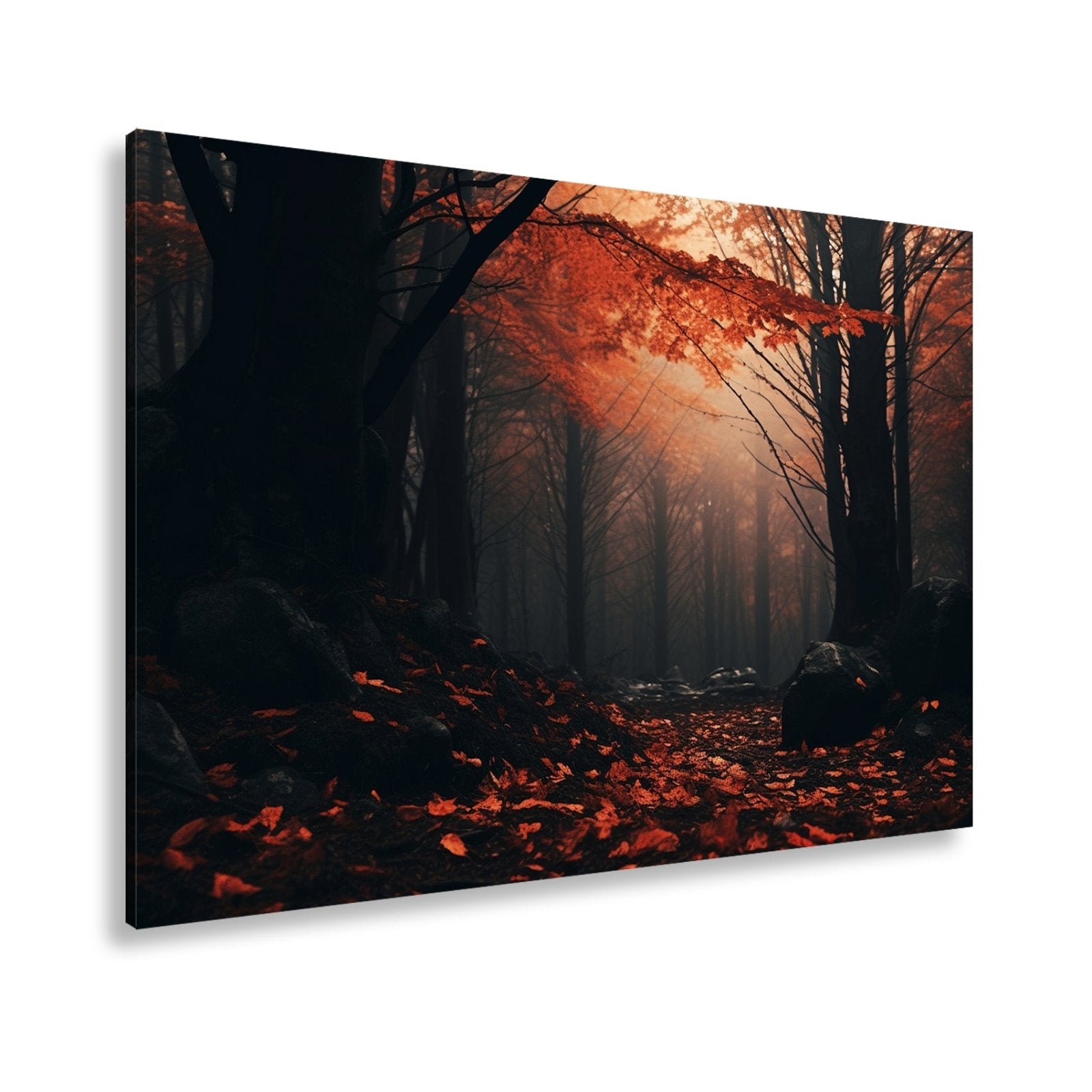 Leinwandbild Herbstwald XXL – Nebel & Leuchtendes Laub Naturmotiv - deyoli