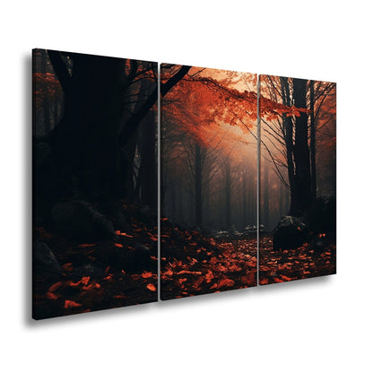 Leinwandbild Herbstwald XXL – Nebel & Leuchtendes Laub Naturmotiv - deyoli
