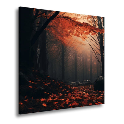 Leinwandbild Herbstwald XXL – Nebel & Leuchtendes Laub Naturmotiv - deyoli