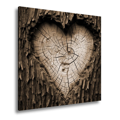Leinwandbild Herz aus Holz – verborgen im Kern des alten Baumes. - deyoli