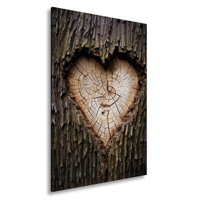 Leinwandbild Herz aus Holz – verborgen im Kern des alten Baumes. - deyoli