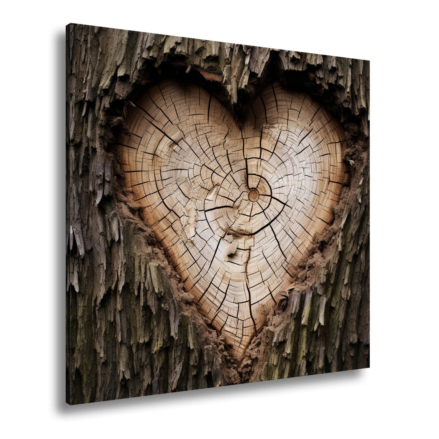 Leinwandbild Herz aus Holz – verborgen im Kern des alten Baumes. - deyoli