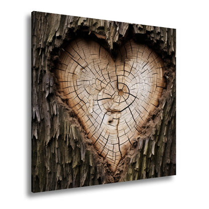 Leinwandbild Herz aus Holz – verborgen im Kern des alten Baumes. - deyoli