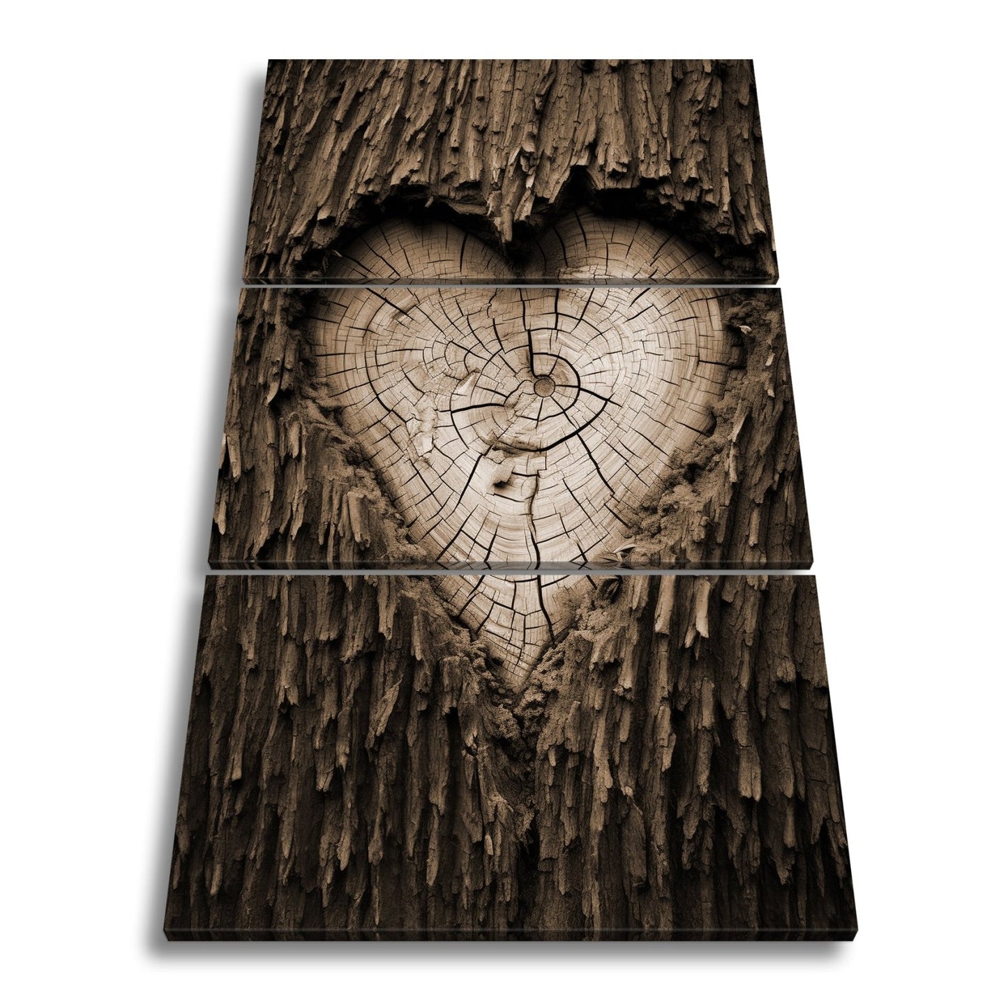 Leinwandbild Herz aus Holz – verborgen im Kern des alten Baumes. - deyoli