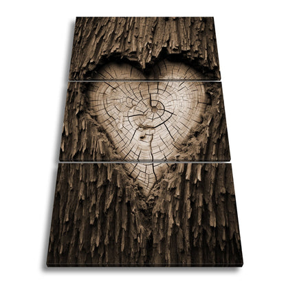 Leinwandbild Herz aus Holz – verborgen im Kern des alten Baumes. - deyoli