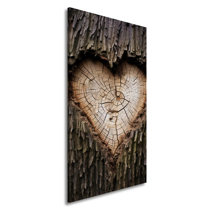 Leinwandbild Herz aus Holz – verborgen im Kern des alten Baumes. - deyoli