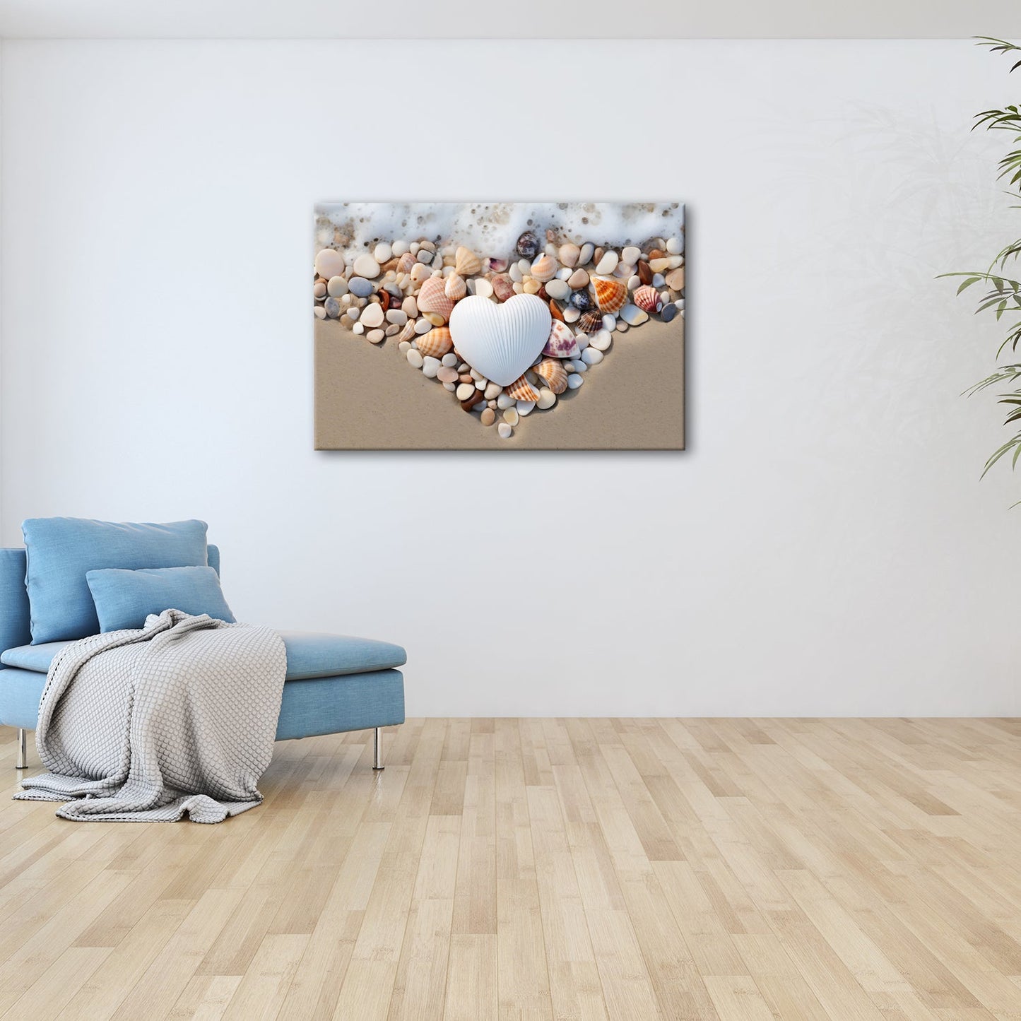 Leinwandbild Herz aus Muscheln – Liebe trifft Meeresrauschen. - deyoli