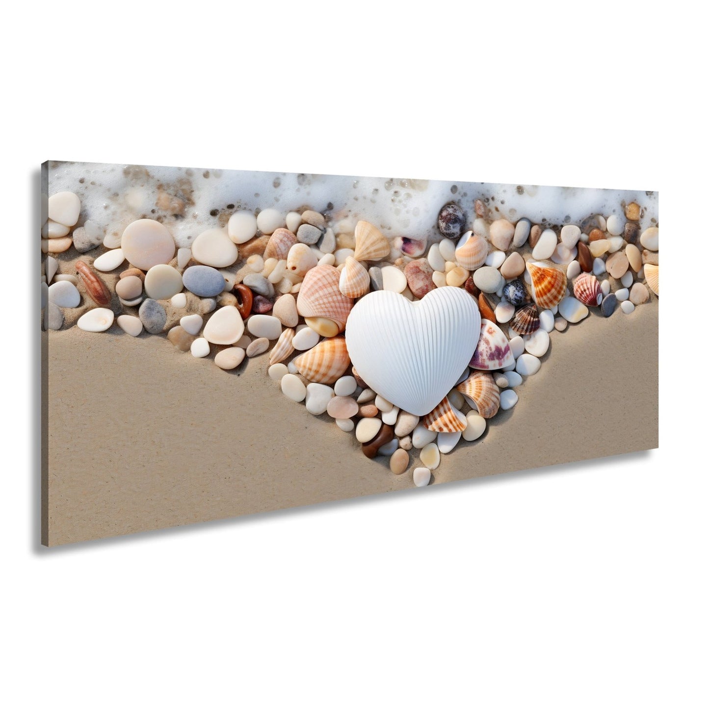 Leinwandbild Herz aus Muscheln – Liebe trifft Meeresrauschen. - deyoli