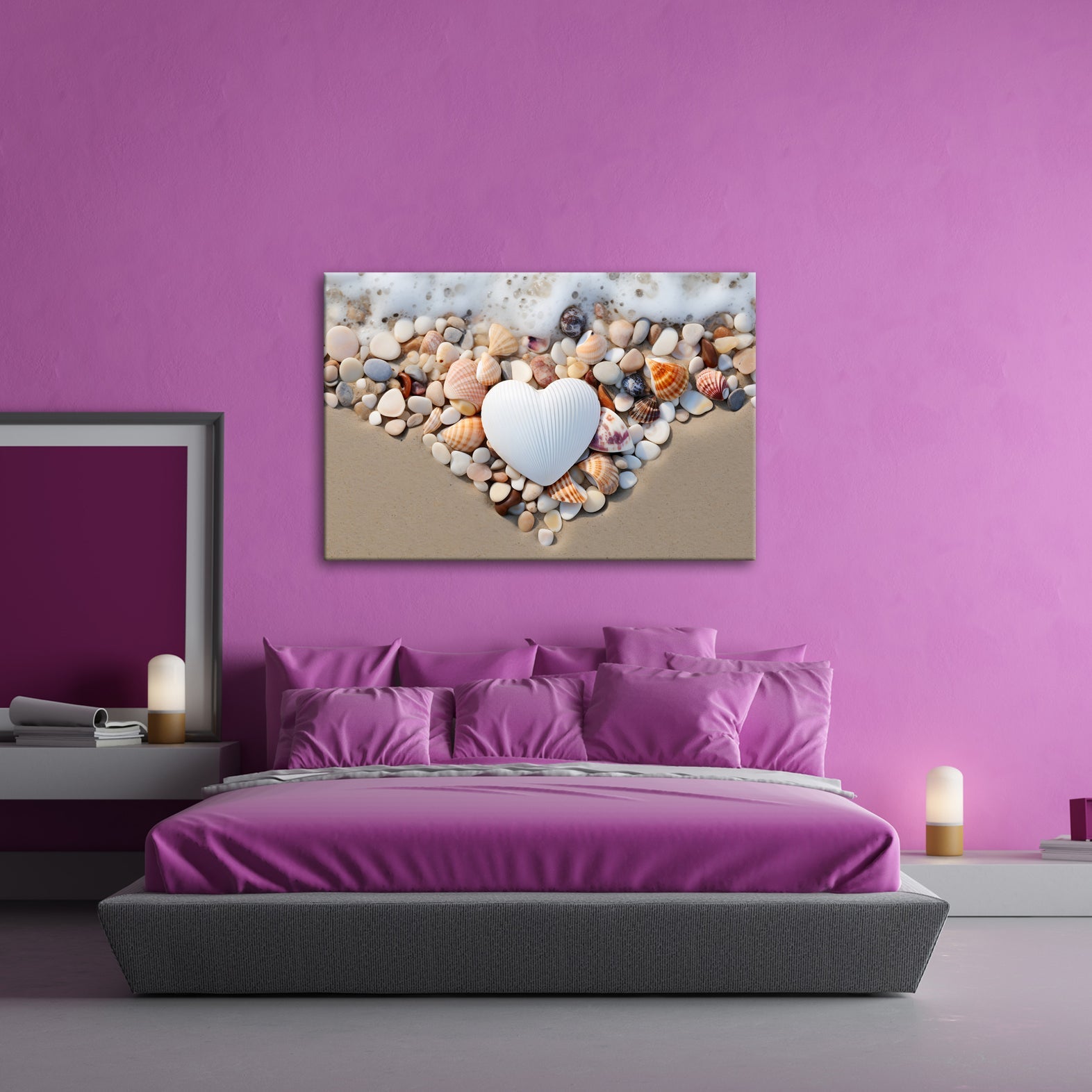 Leinwandbild Herz aus Muscheln – Liebe trifft Meeresrauschen. - deyoli