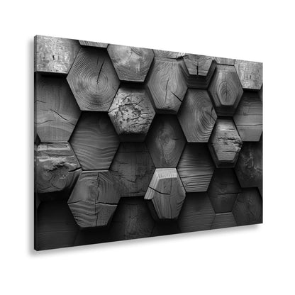 Leinwandbild Hexagonale Holzstruktur mit warmem Glanz und Charakter. - deyoli