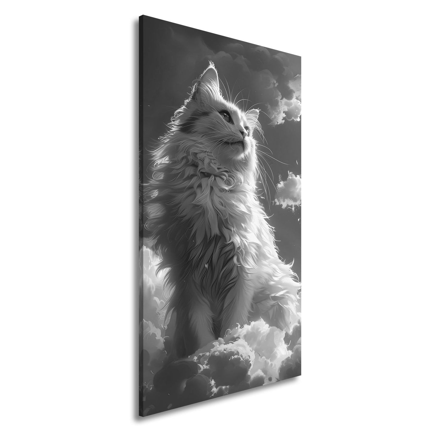 Leinwandbild Himmlische Katze thront über den Wolken der Dämmerung - deyoli