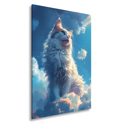Leinwandbild Himmlische Katze thront über den Wolken der Dämmerung - deyoli