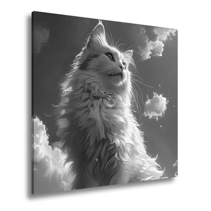 Leinwandbild Himmlische Katze thront über den Wolken der Dämmerung - deyoli