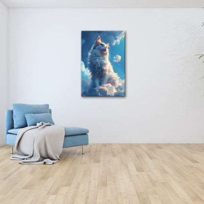 Leinwandbild Himmlische Katze thront über den Wolken der Dämmerung - deyoli