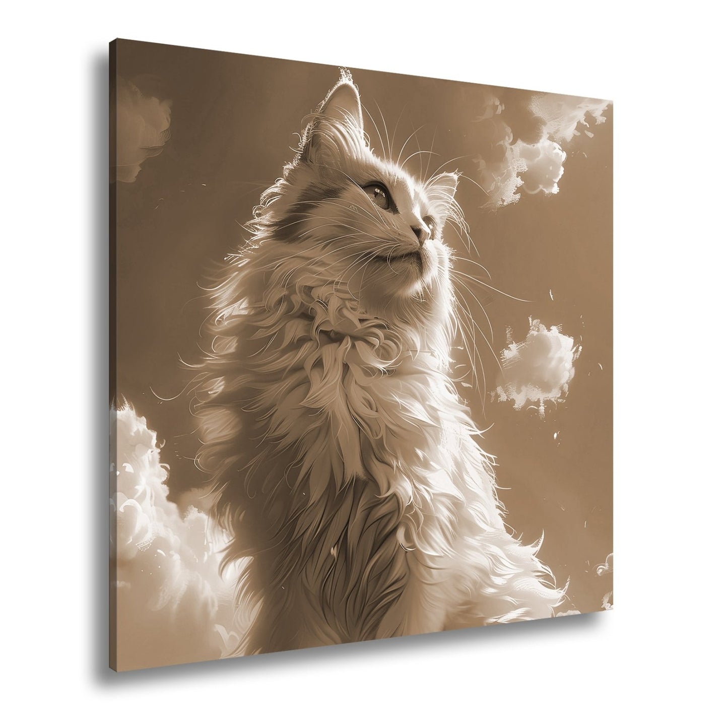 Leinwandbild Himmlische Katze thront über den Wolken der Dämmerung - deyoli