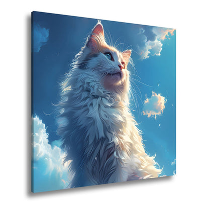 Leinwandbild Himmlische Katze thront über den Wolken der Dämmerung - deyoli
