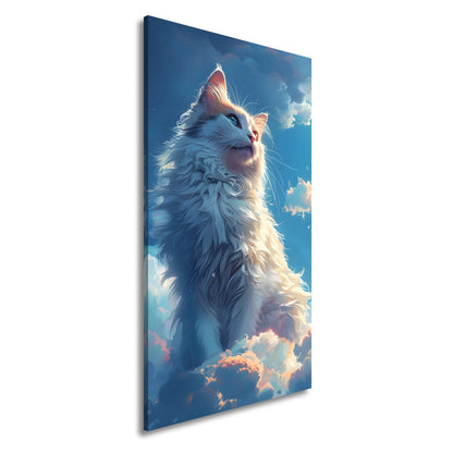 Leinwandbild Himmlische Katze thront über den Wolken der Dämmerung - deyoli
