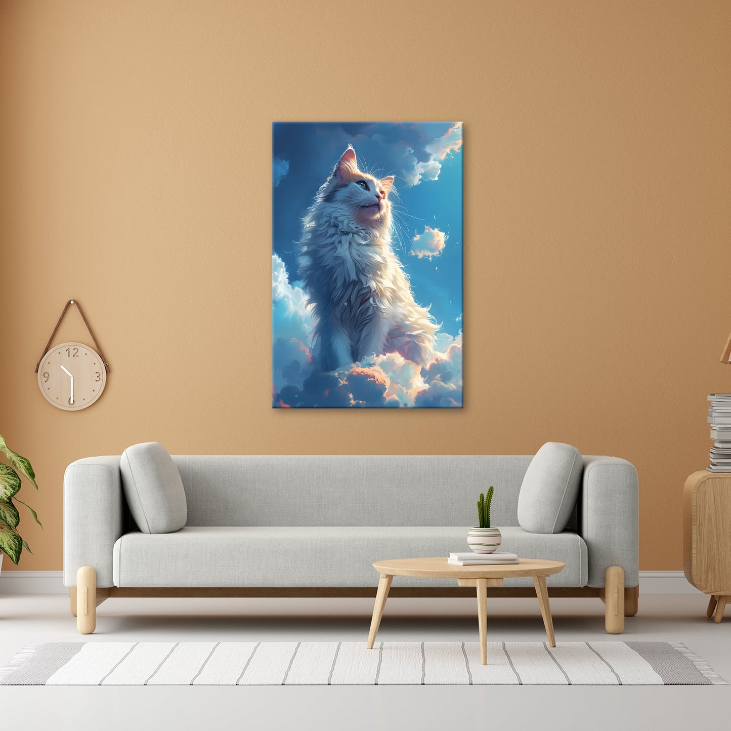 Leinwandbild Himmlische Katze thront über den Wolken der Dämmerung - deyoli