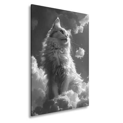 Leinwandbild Himmlische Katze thront über den Wolken der Dämmerung - deyoli
