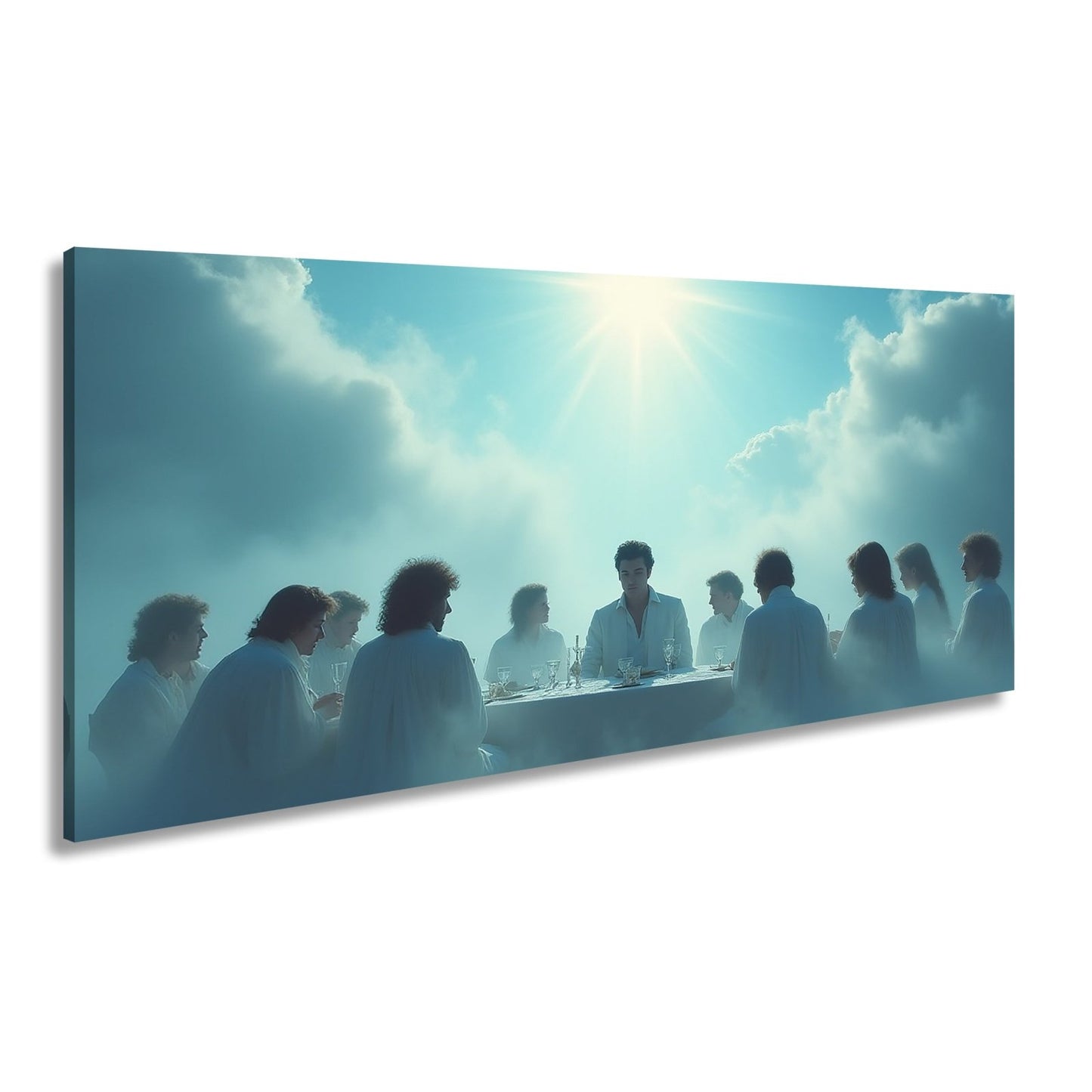 Leinwandbild Himmlisches Mahl unter strahlender Sonne in den Wolken - deyoli