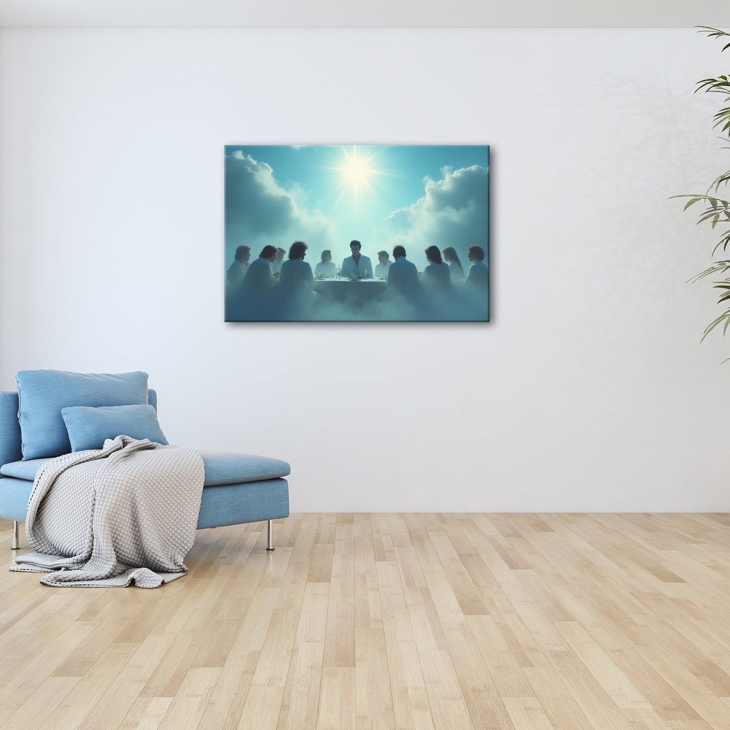 Leinwandbild Himmlisches Mahl unter strahlender Sonne in den Wolken - deyoli