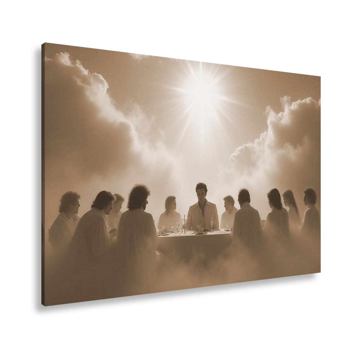 Leinwandbild Himmlisches Mahl unter strahlender Sonne in den Wolken - deyoli