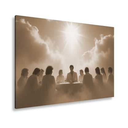 Leinwandbild Himmlisches Mahl unter strahlender Sonne in den Wolken - deyoli