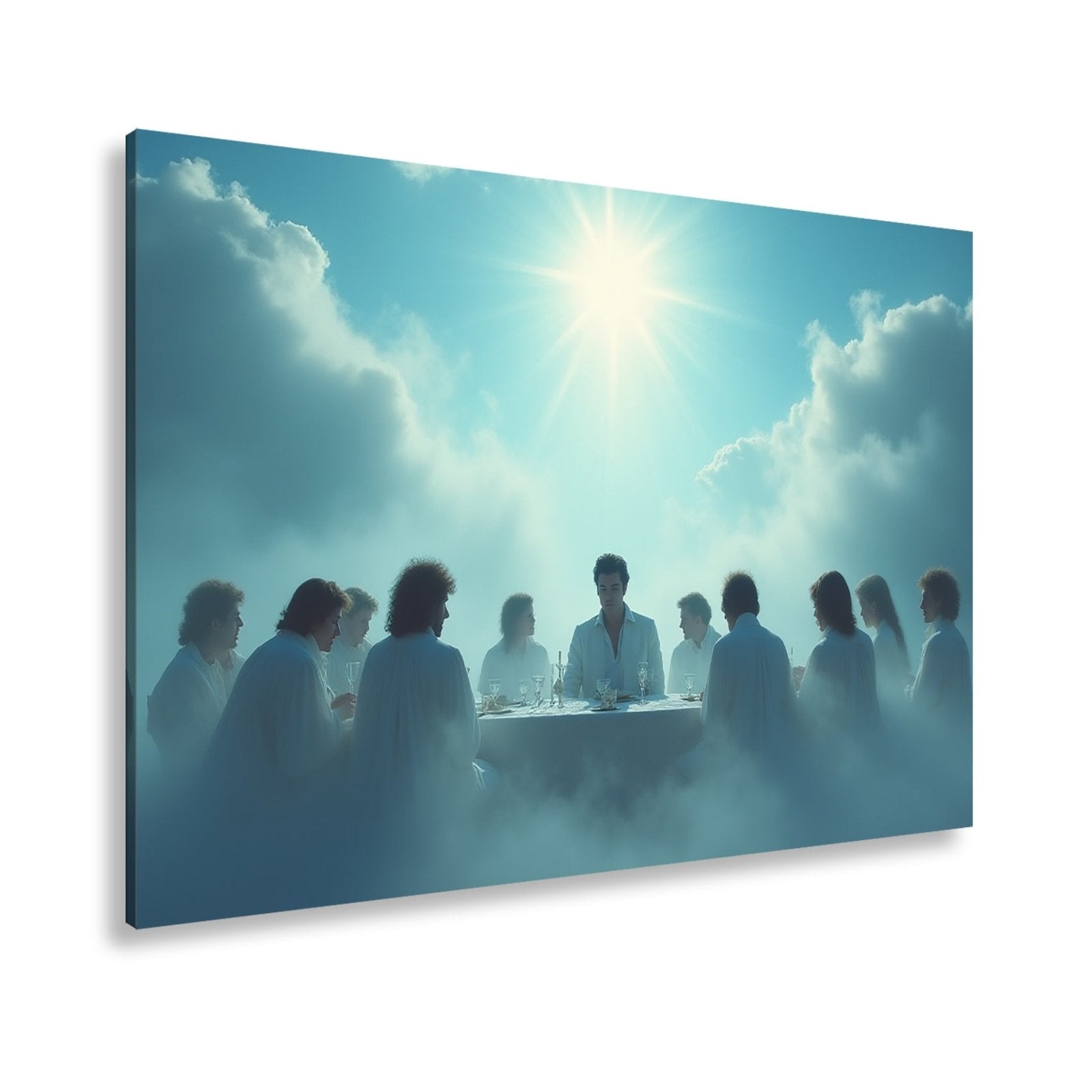 Leinwandbild Himmlisches Mahl unter strahlender Sonne in den Wolken - deyoli