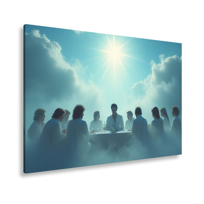 Leinwandbild Himmlisches Mahl unter strahlender Sonne in den Wolken - deyoli