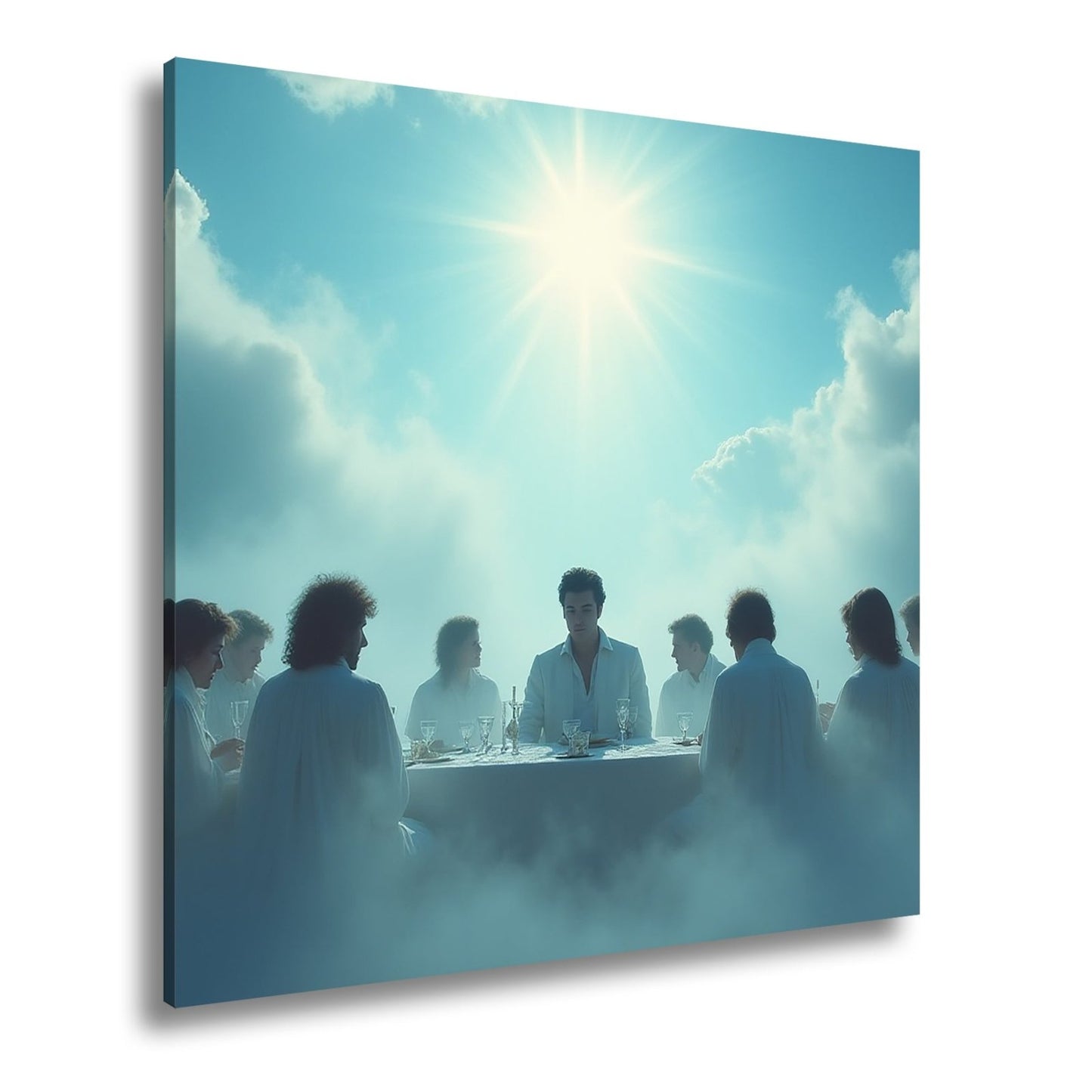 Leinwandbild Himmlisches Mahl unter strahlender Sonne in den Wolken - deyoli