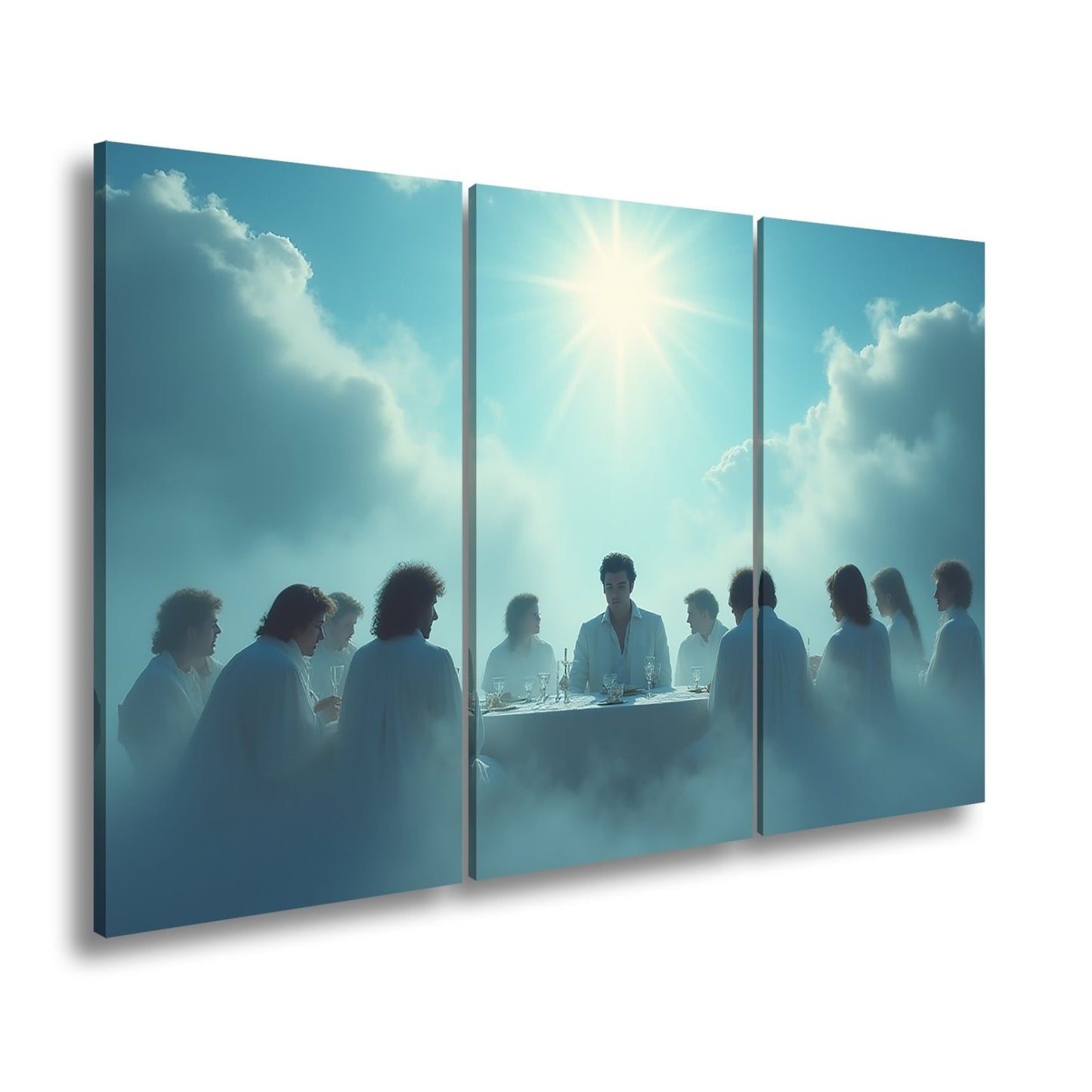 Leinwandbild Himmlisches Mahl unter strahlender Sonne in den Wolken - deyoli