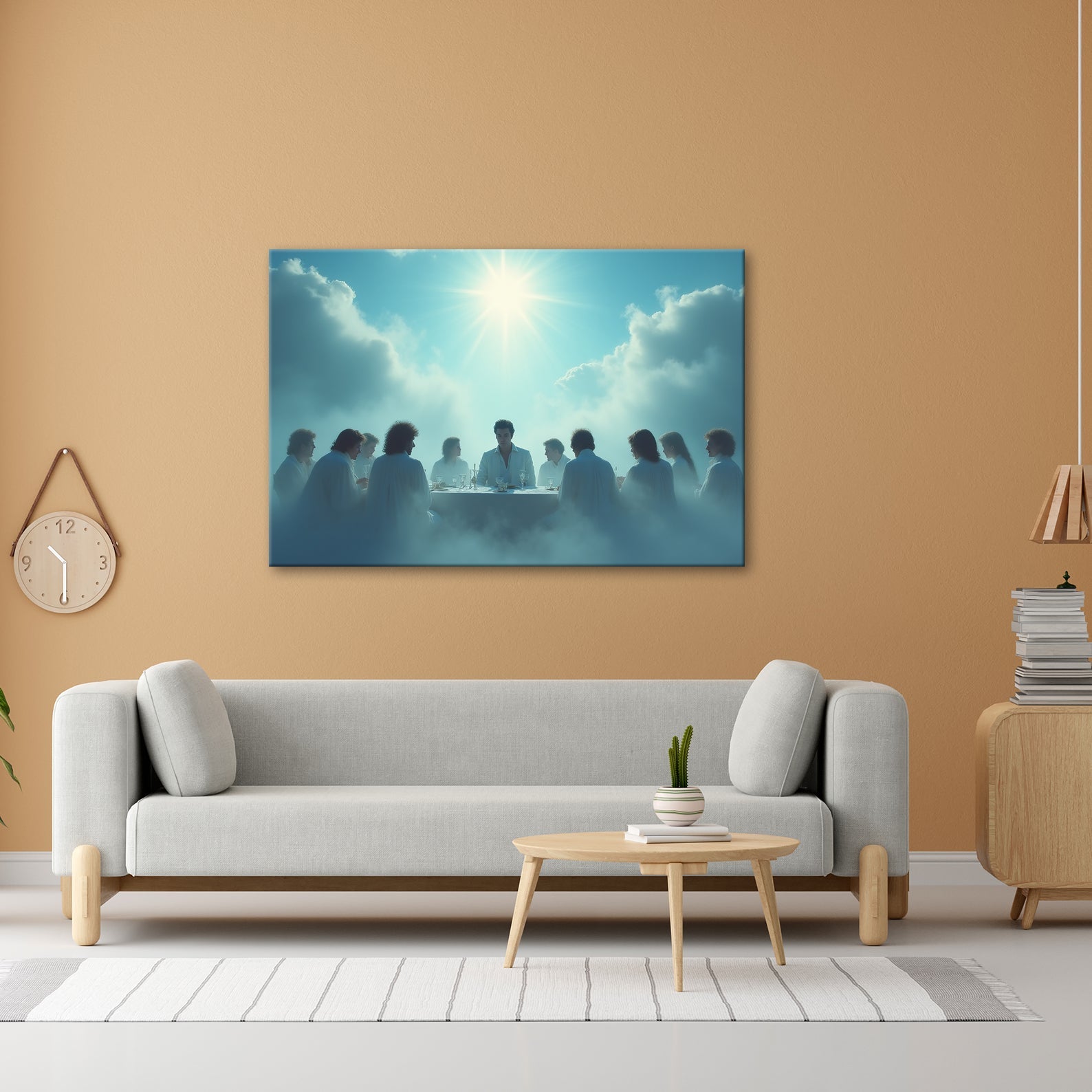 Leinwandbild Himmlisches Mahl unter strahlender Sonne in den Wolken - deyoli