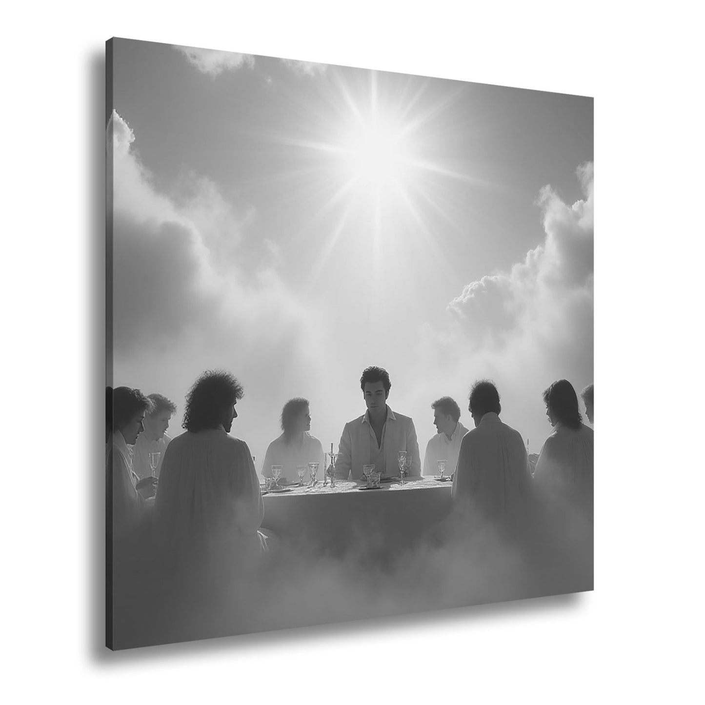 Leinwandbild Himmlisches Mahl unter strahlender Sonne in den Wolken - deyoli