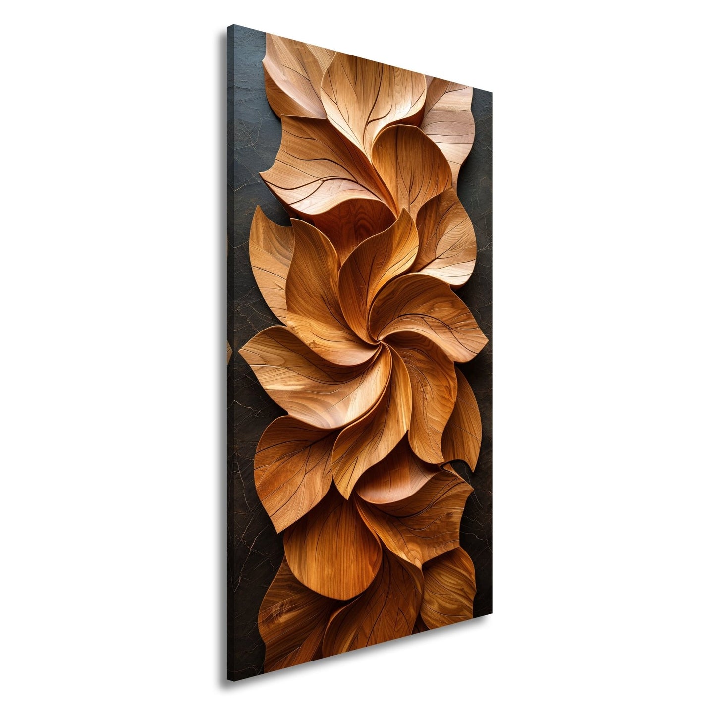 Leinwandbild Holzblätter wirbeln in kunstvoller, natürlicher Harmonie. - deyoli