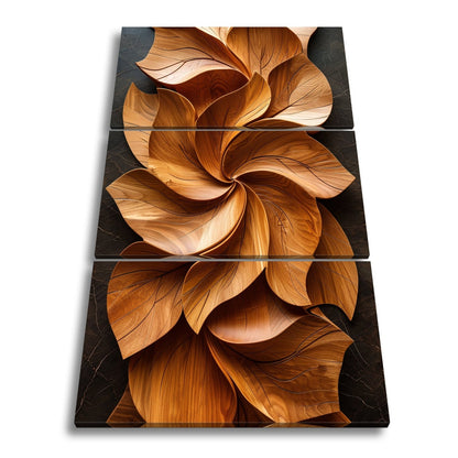 Leinwandbild Holzblätter wirbeln in kunstvoller, natürlicher Harmonie. - deyoli