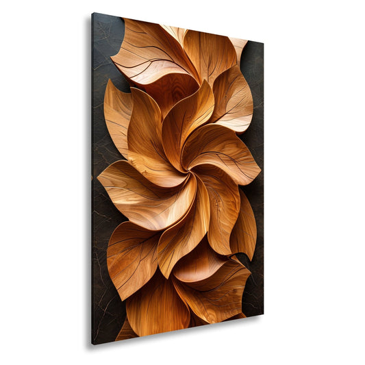 Leinwandbild Holzblätter wirbeln in kunstvoller, natürlicher Harmonie. - deyoli