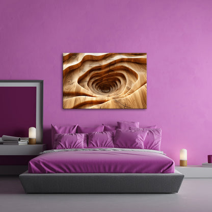 Leinwandbild Holzlandschaft mit spiralförmiger Tiefe – sanft und geheimnisvoll. - deyoli