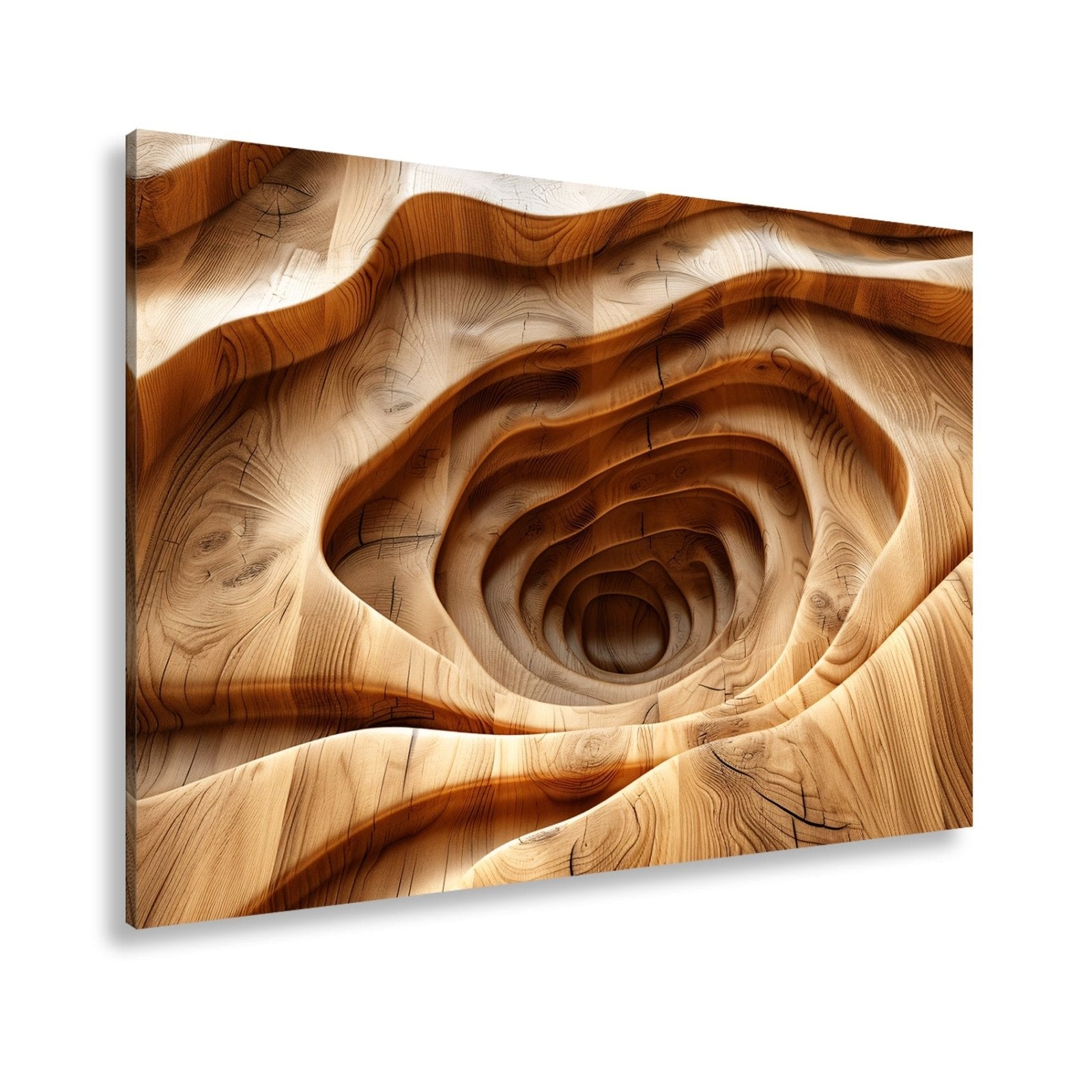 Leinwandbild Holzlandschaft mit spiralförmiger Tiefe – sanft und geheimnisvoll. - deyoli