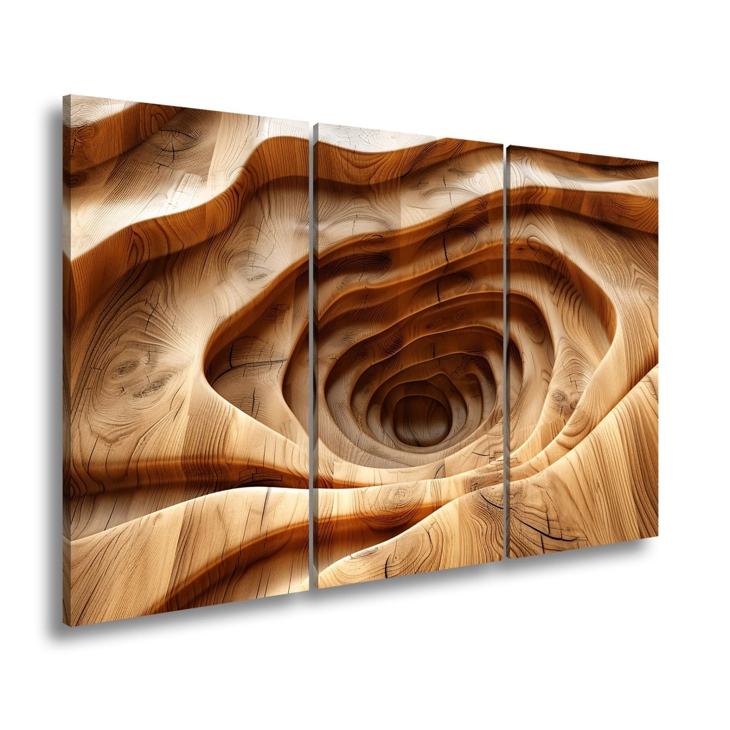 Leinwandbild Holzlandschaft mit spiralförmiger Tiefe – sanft und geheimnisvoll. - deyoli