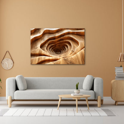 Leinwandbild Holzlandschaft mit spiralförmiger Tiefe – sanft und geheimnisvoll. - deyoli