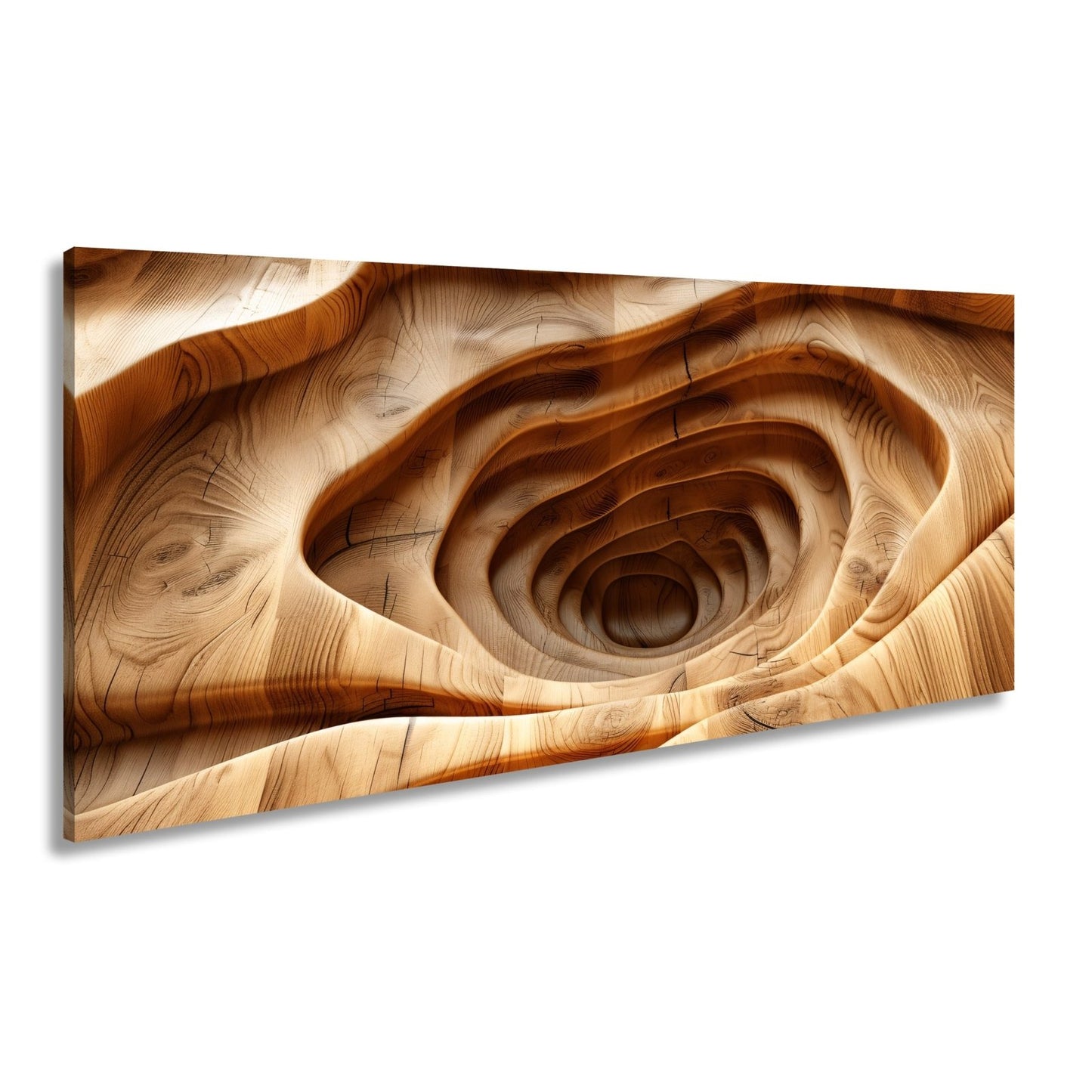 Leinwandbild Holzlandschaft mit spiralförmiger Tiefe – sanft und geheimnisvoll. - deyoli