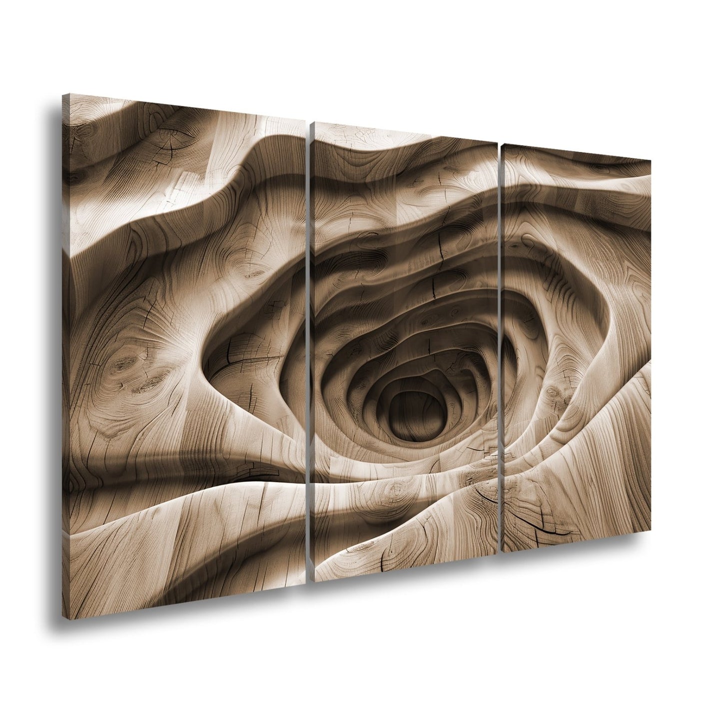 Leinwandbild Holzlandschaft mit spiralförmiger Tiefe – sanft und geheimnisvoll. - deyoli
