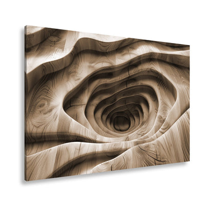 Leinwandbild Holzlandschaft mit spiralförmiger Tiefe – sanft und geheimnisvoll. - deyoli