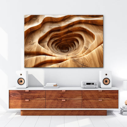 Leinwandbild Holzlandschaft mit spiralförmiger Tiefe – sanft und geheimnisvoll. - deyoli