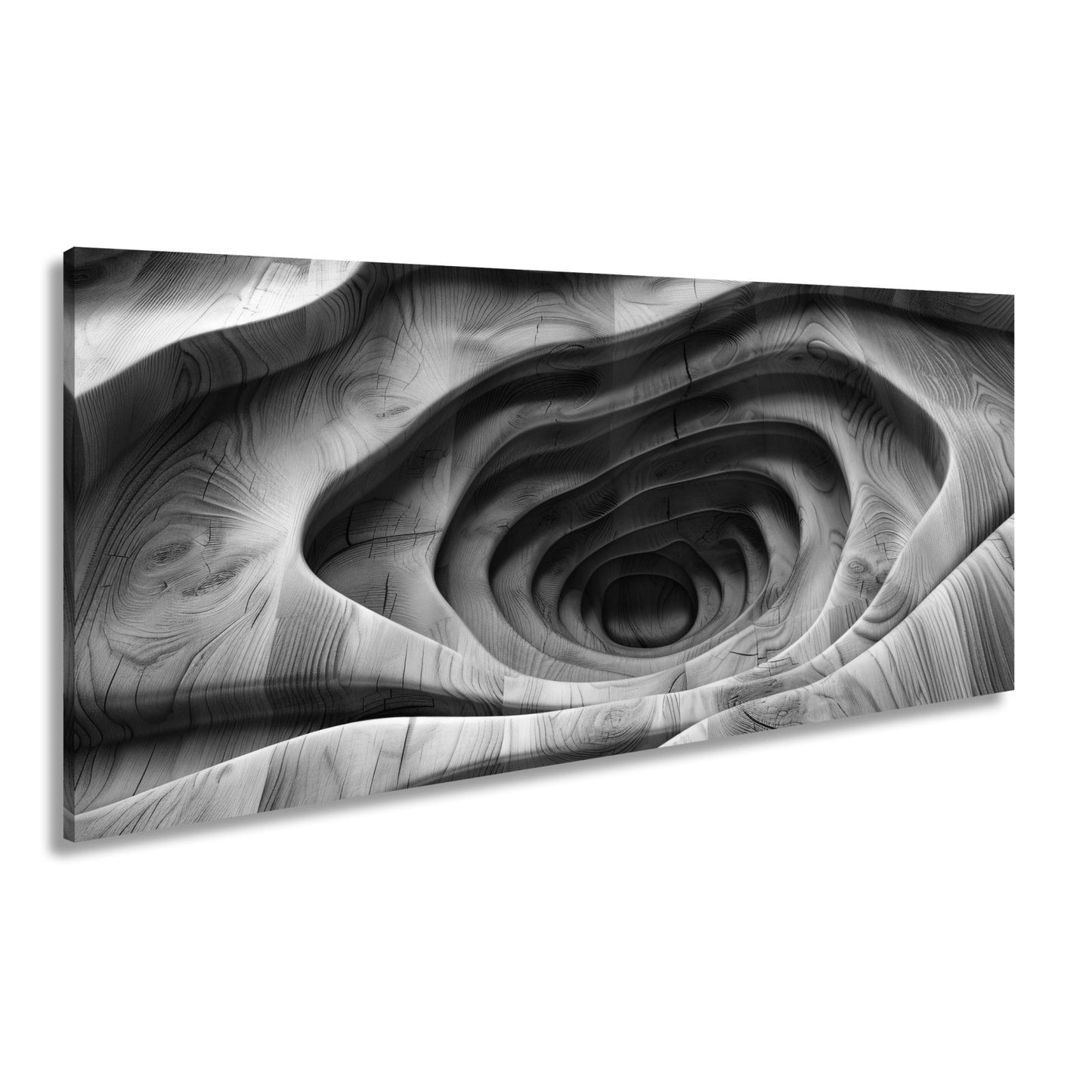 Leinwandbild Holzlandschaft mit spiralförmiger Tiefe – sanft und geheimnisvoll. - deyoli