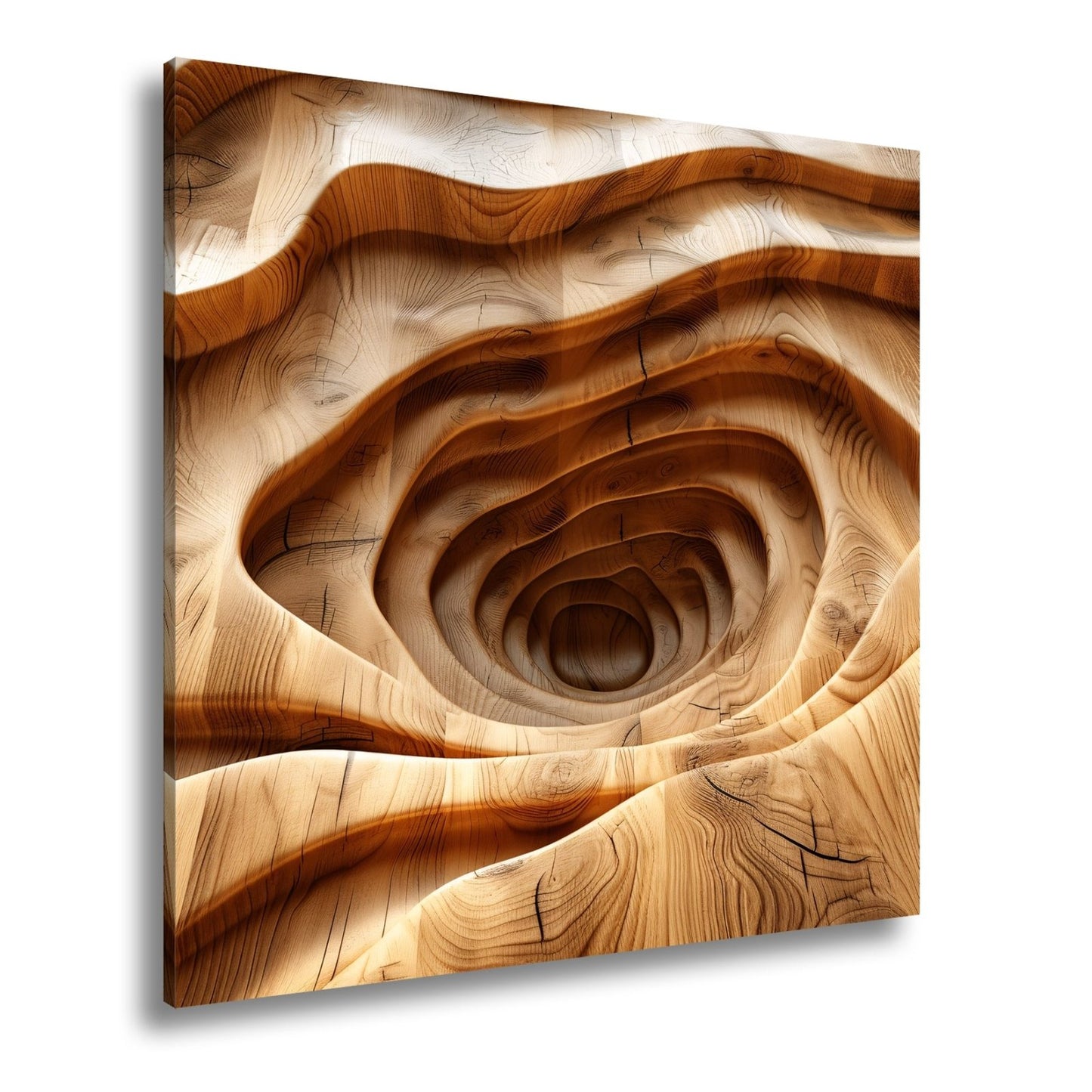 Leinwandbild Holzlandschaft mit spiralförmiger Tiefe – sanft und geheimnisvoll. - deyoli